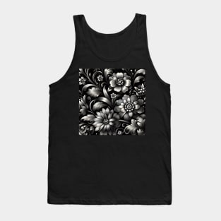 Silver Floral Illustration Tank Top